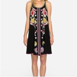 Tribal black embroidered slip dress Size Small Aline Scoop neck Resort Packable